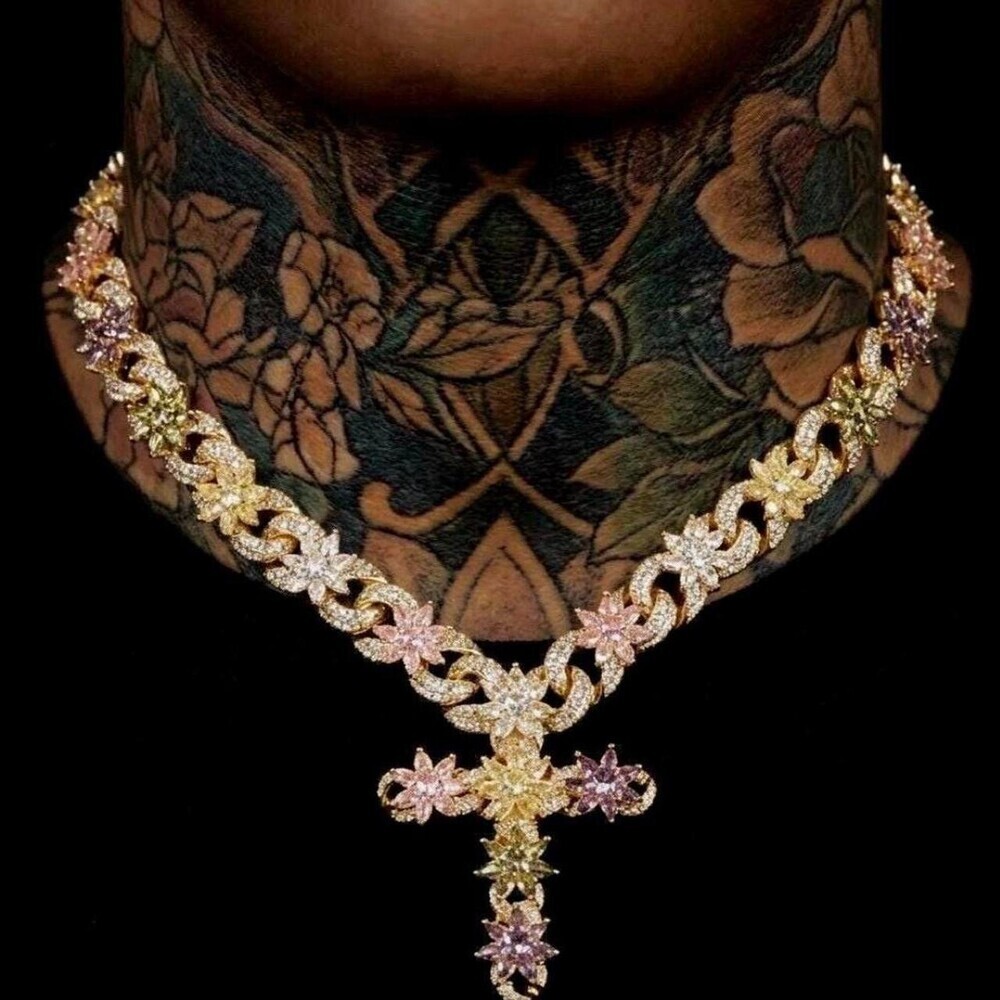 Multi Coloured Cross Necklace With E 8 C 9